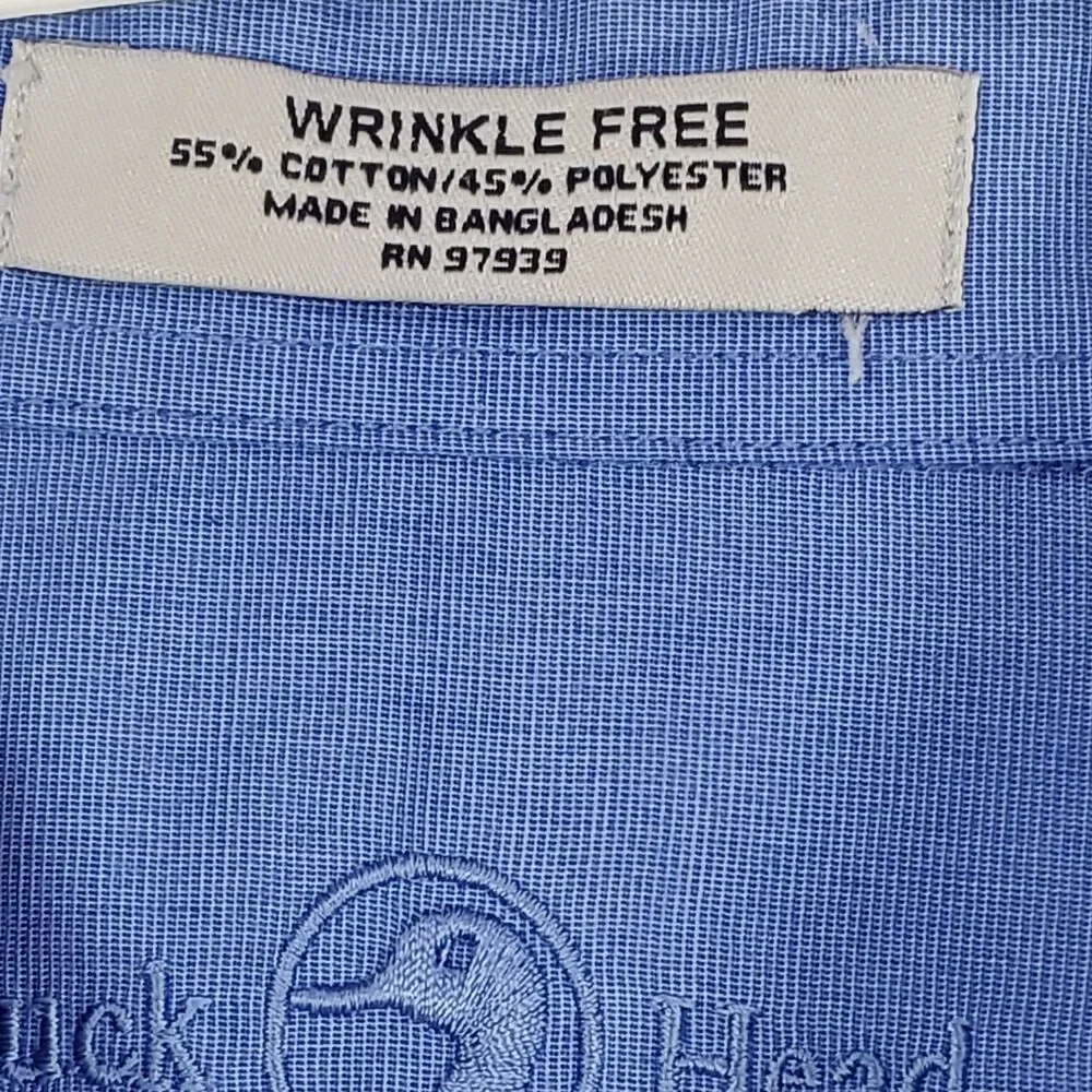 Duck Head Mens Button Down Dress Shirt Size 2XL Blue Embroidered Logo